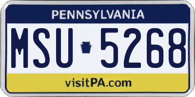 PA license plate MSU5268