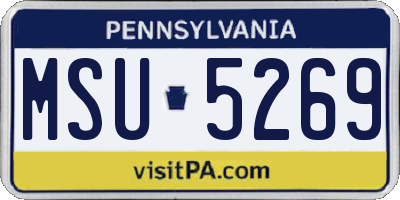 PA license plate MSU5269