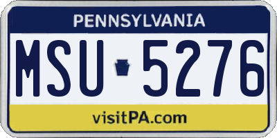 PA license plate MSU5276