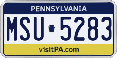 PA license plate MSU5283