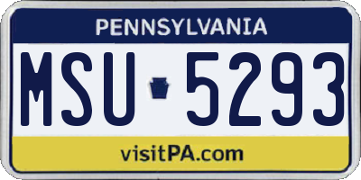 PA license plate MSU5293