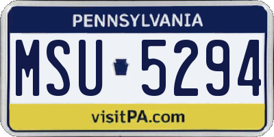 PA license plate MSU5294