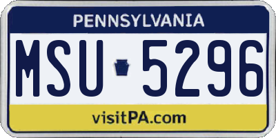 PA license plate MSU5296