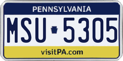 PA license plate MSU5305
