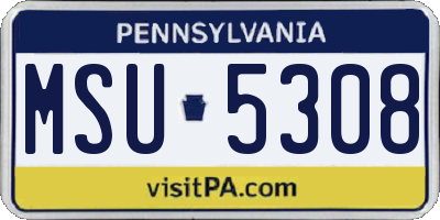 PA license plate MSU5308
