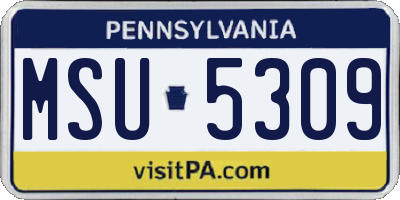 PA license plate MSU5309