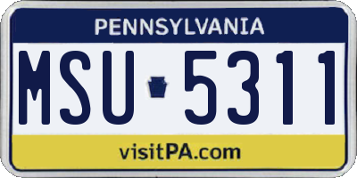 PA license plate MSU5311