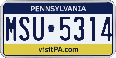 PA license plate MSU5314