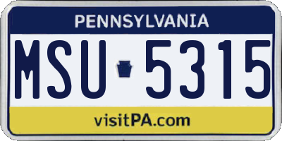 PA license plate MSU5315