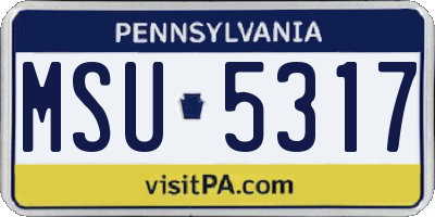 PA license plate MSU5317