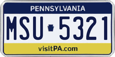 PA license plate MSU5321
