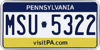 PA license plate MSU5322