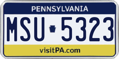 PA license plate MSU5323