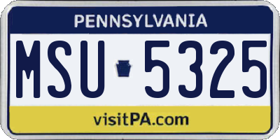 PA license plate MSU5325