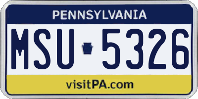PA license plate MSU5326