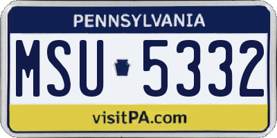 PA license plate MSU5332