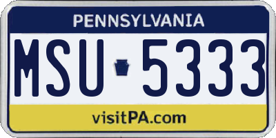 PA license plate MSU5333