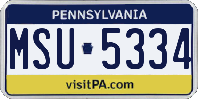 PA license plate MSU5334