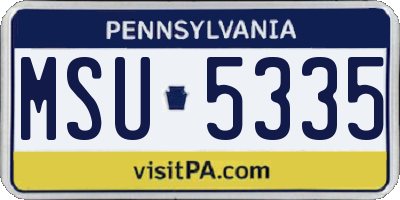 PA license plate MSU5335