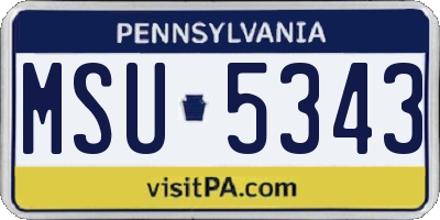 PA license plate MSU5343