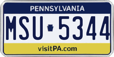 PA license plate MSU5344