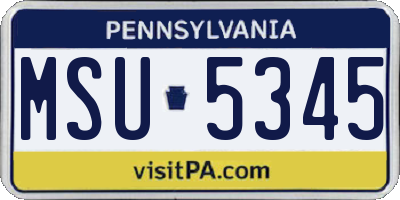 PA license plate MSU5345