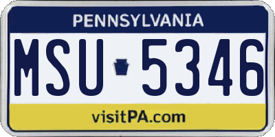 PA license plate MSU5346