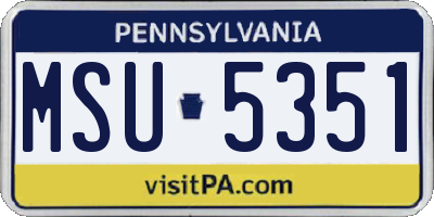 PA license plate MSU5351