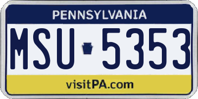 PA license plate MSU5353