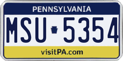 PA license plate MSU5354