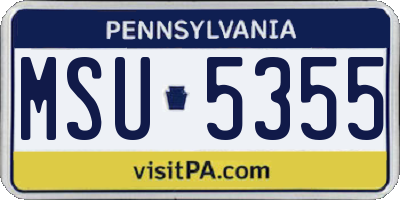 PA license plate MSU5355