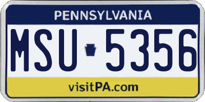 PA license plate MSU5356