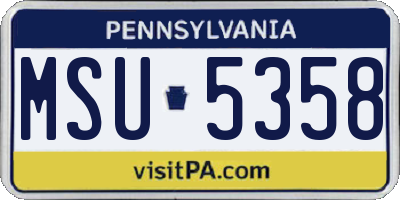 PA license plate MSU5358