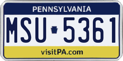 PA license plate MSU5361
