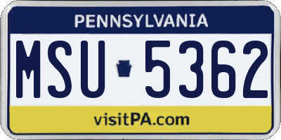 PA license plate MSU5362