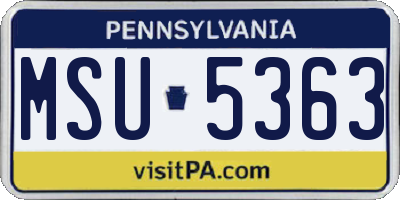 PA license plate MSU5363