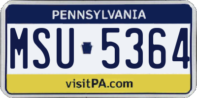 PA license plate MSU5364