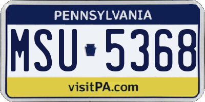 PA license plate MSU5368