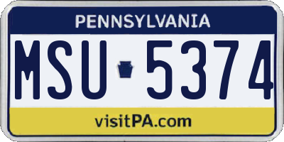 PA license plate MSU5374