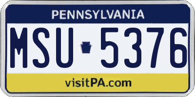 PA license plate MSU5376