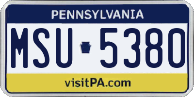 PA license plate MSU5380