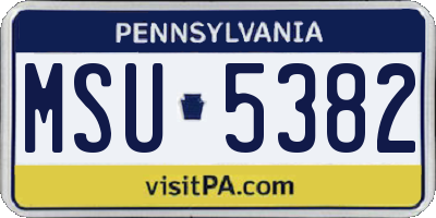 PA license plate MSU5382