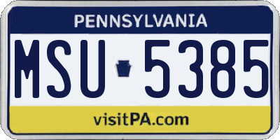 PA license plate MSU5385