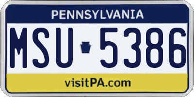 PA license plate MSU5386