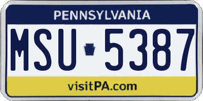 PA license plate MSU5387