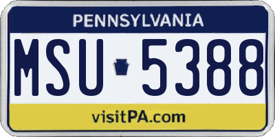 PA license plate MSU5388