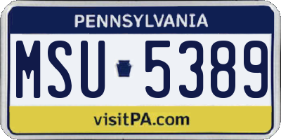 PA license plate MSU5389