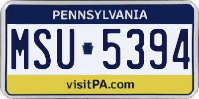 PA license plate MSU5394