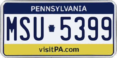 PA license plate MSU5399
