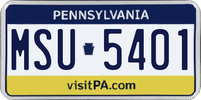 PA license plate MSU5401